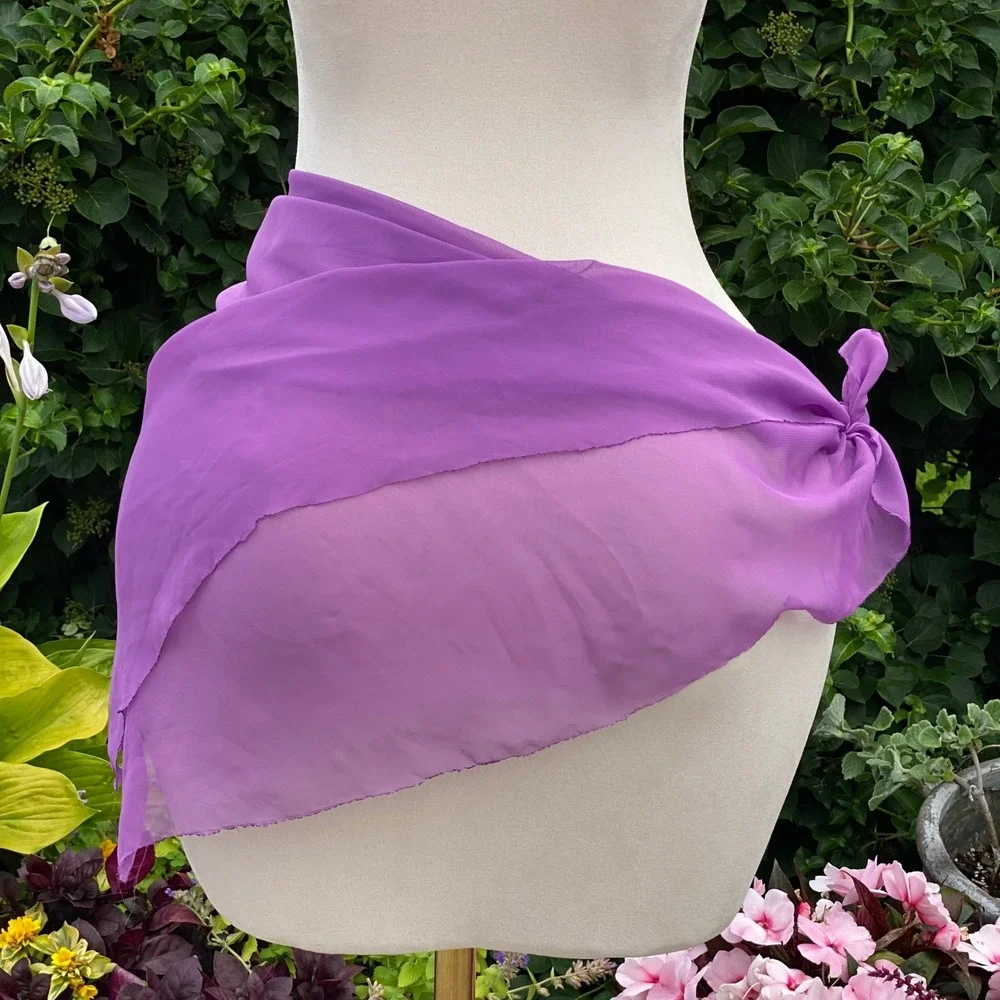 Y2K Scarf Top Women's OS Purple Micromesh Sarong Festival Fairycore Sheer Beachy